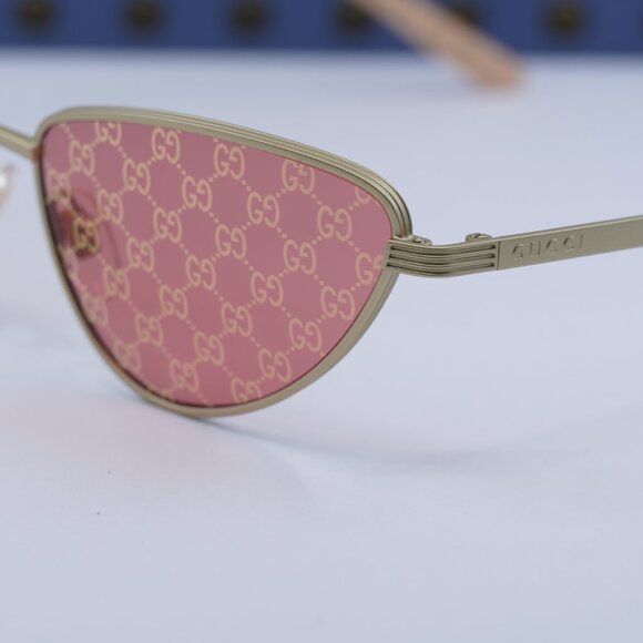 Final Price! Gucci GG1879S 004 Gold/Red with GG Pattern Sunglasses - Picture 10 of 12